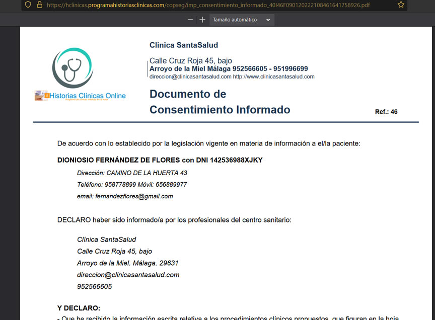 Pdf consentimiento informado del paciente historia clínica