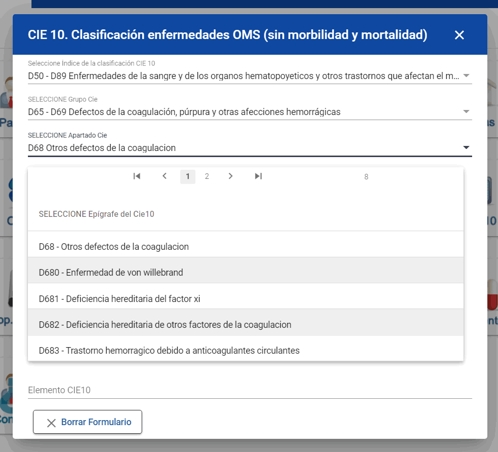 Cie10, Vademecum, Receta en Historia Clínica Urología