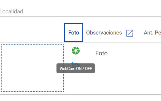 Activar webcam ficha paciente historia clínica