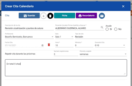 Crear citas clínica periódicas automáticamente