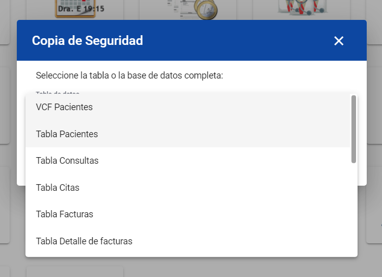 Realizar la copia de seguridad o backupa de los datos de la clínica en el programa de gestión de clínicas en la nube