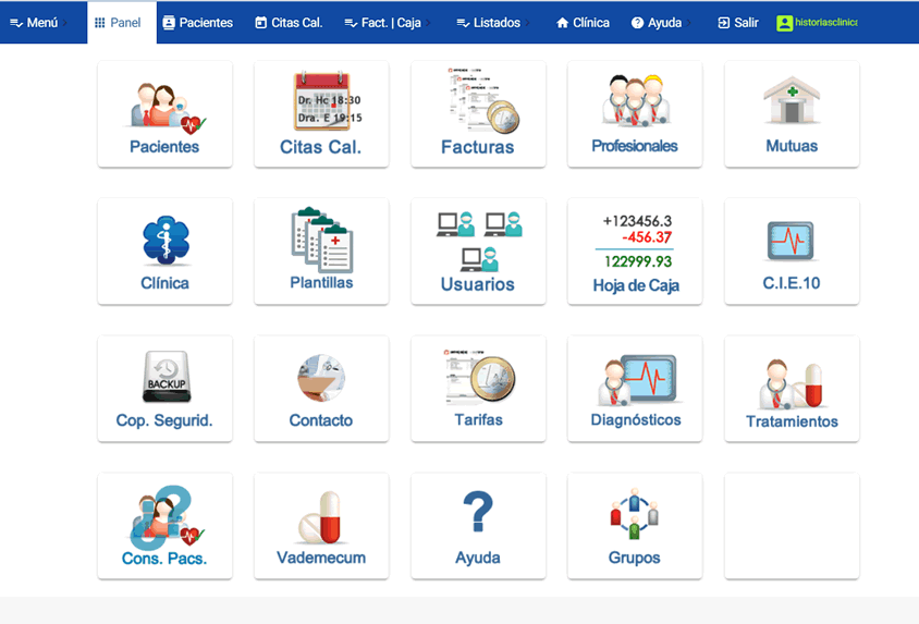 Panel de Control Historia Clínica Médica